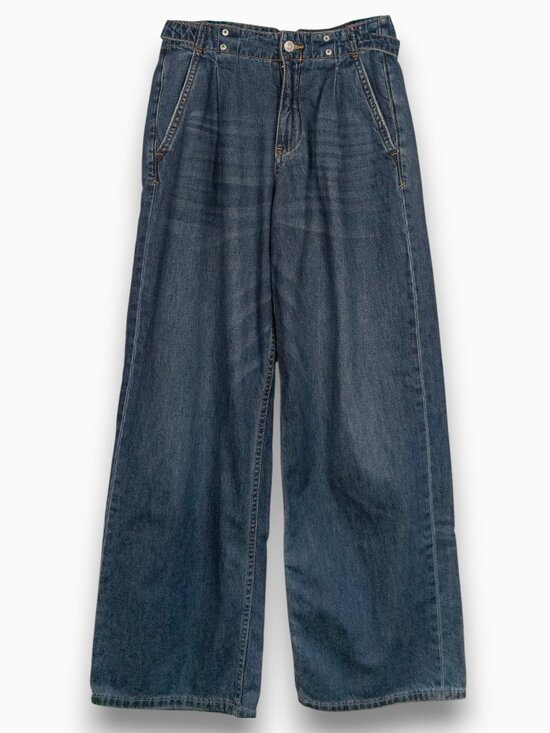Pilcro Denim - Pilcro Pleated Wide-Leg Jean Anthro Size 26 EUC Medium Denim